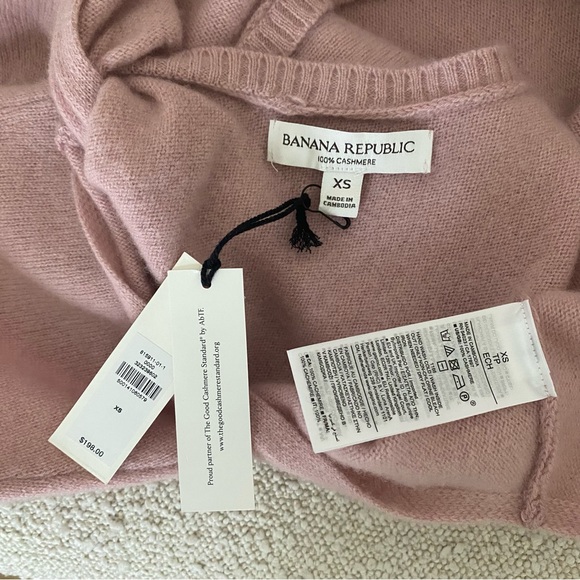 NWT Banana Republic Lightweight Cashmere Twist-Back Sweater 'Dusty Rose Pink' XS - Picture 5 of 9
